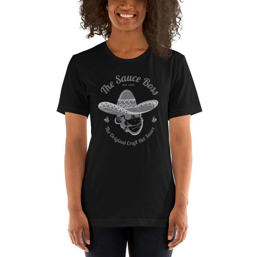The Sauce Boss Original Craft Hot Sauce - Grey Logo-  Short-Sleeve Unisex T-Shirt