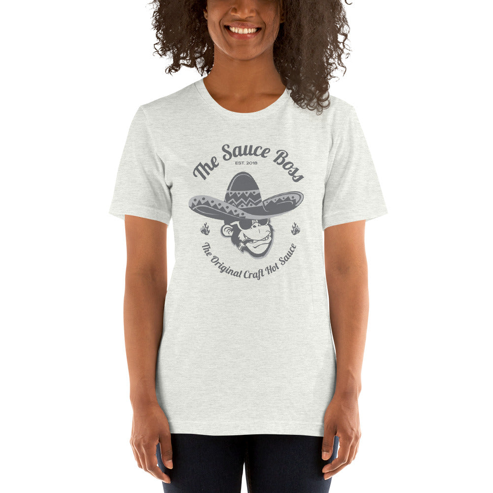 The Sauce Boss Original Craft Hot Sauce - Grey Logo-  Short-Sleeve Unisex T-Shirt