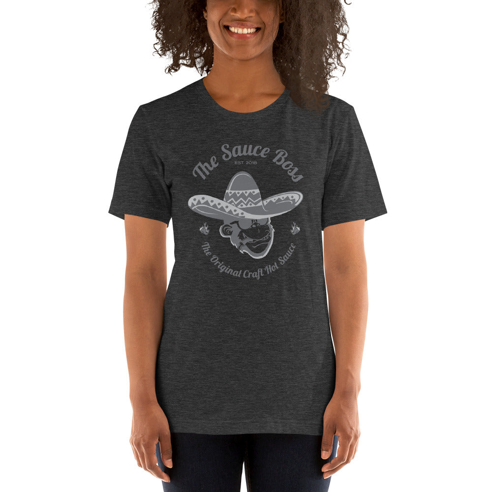 The Sauce Boss Original Craft Hot Sauce - Grey Logo-  Short-Sleeve Unisex T-Shirt