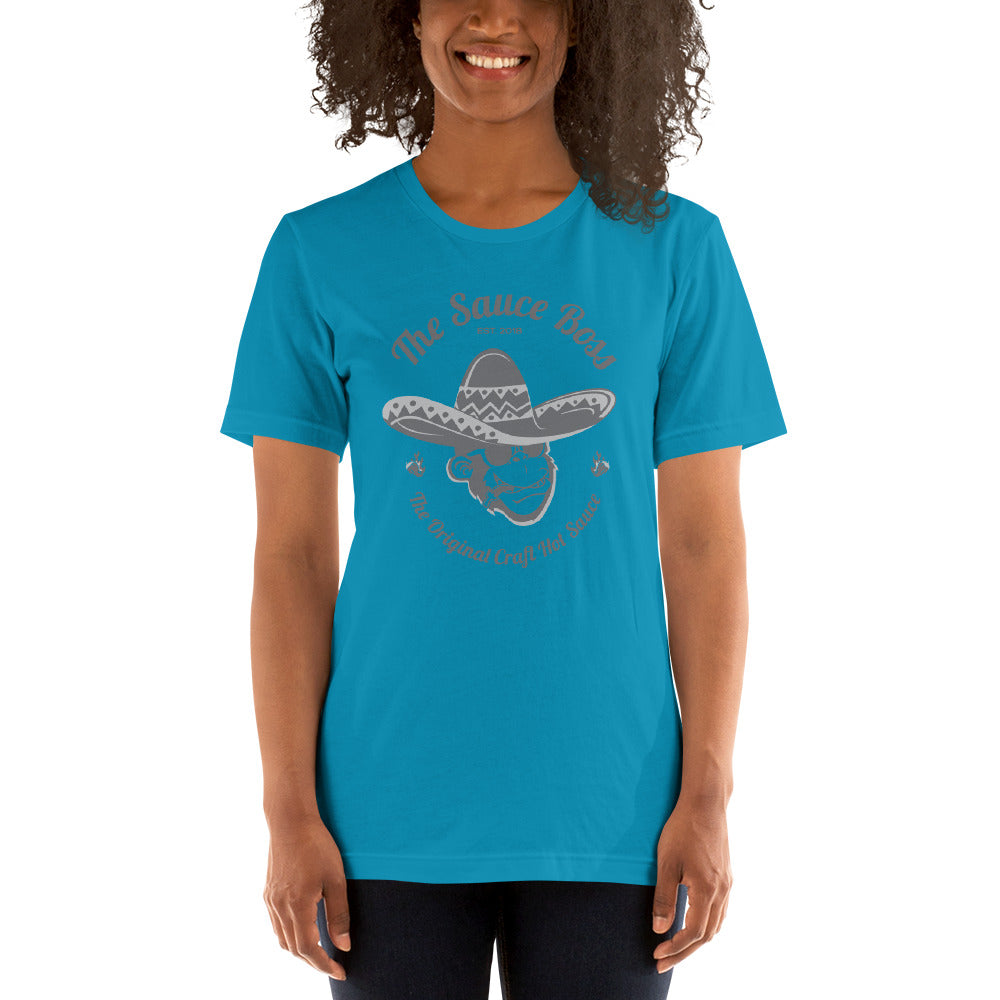 The Sauce Boss Original Craft Hot Sauce - Grey Logo-  Short-Sleeve Unisex T-Shirt