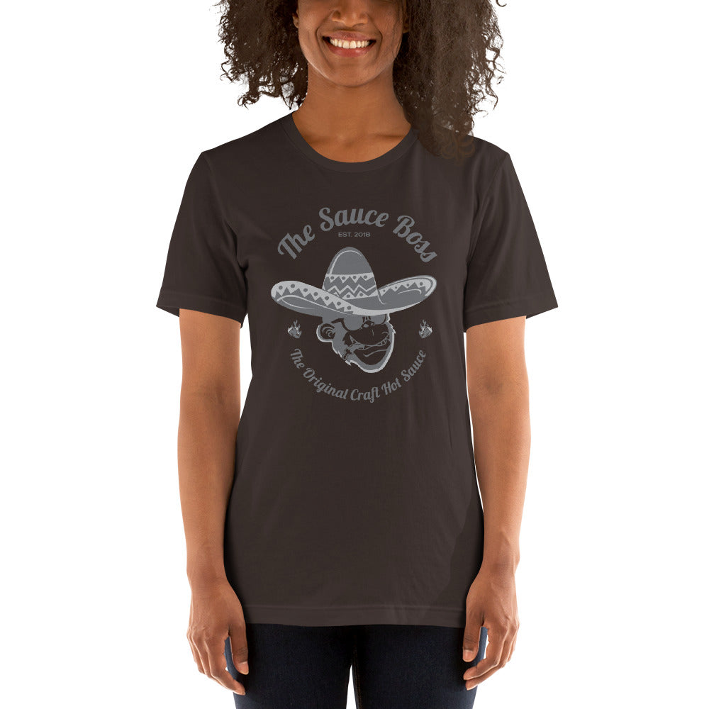 The Sauce Boss Original Craft Hot Sauce - Grey Logo-  Short-Sleeve Unisex T-Shirt