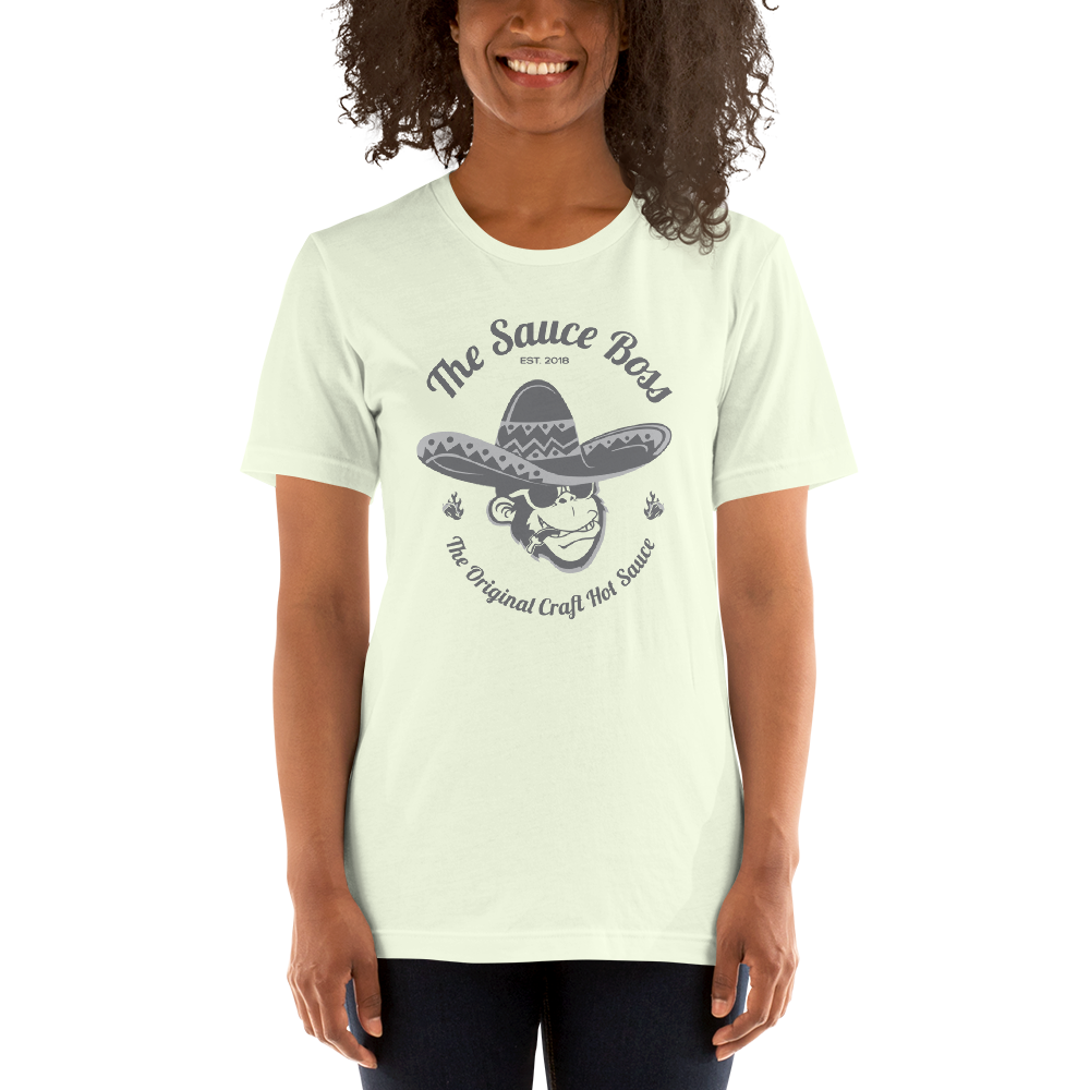 The Sauce Boss Original Craft Hot Sauce - Grey Logo-  Short-Sleeve Unisex T-Shirt