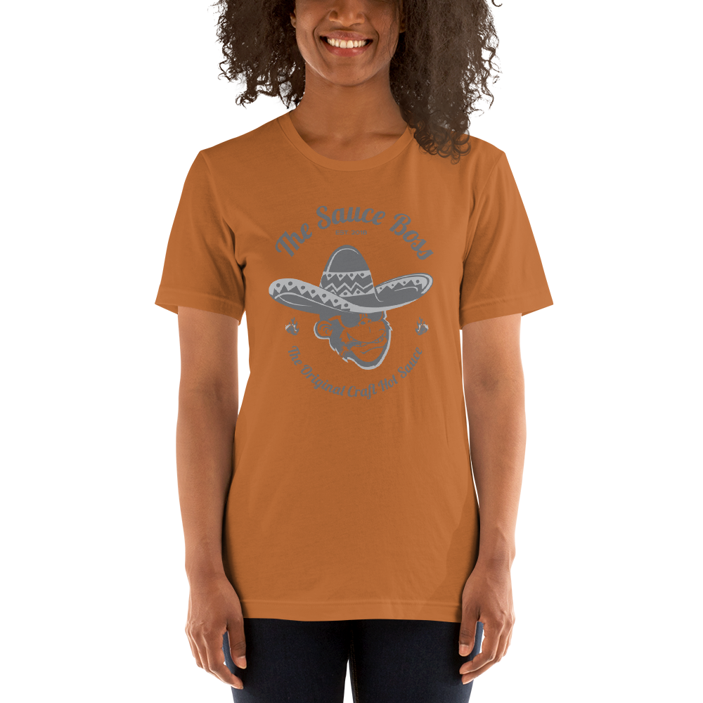The Sauce Boss Original Craft Hot Sauce - Grey Logo-  Short-Sleeve Unisex T-Shirt